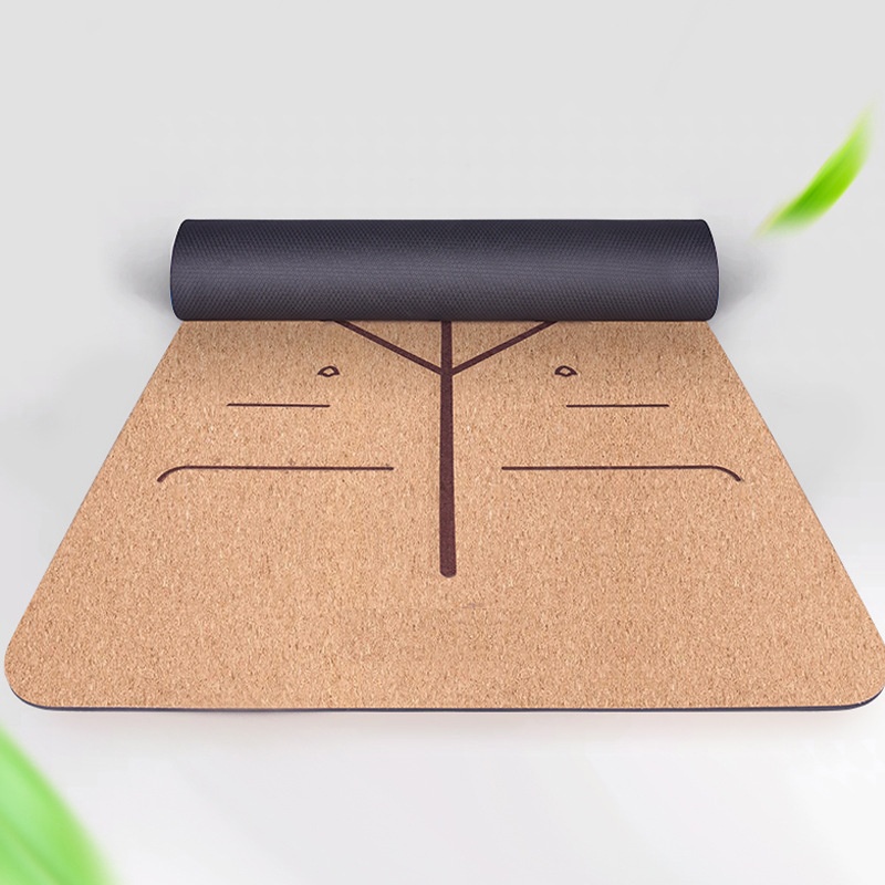 【Cork Yoga Mat】Wide And Thick Natural Rubber Gymnastics Mat With Laser Engraving
