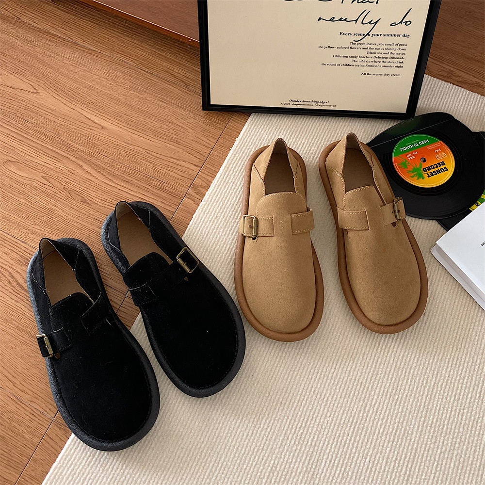 Autumn And Winter Thick-soled Slip-on Non-slip Warm Heeled Birkenstocks For Women