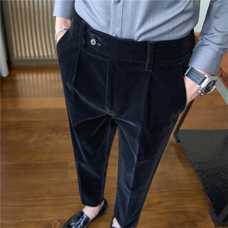 Waist Elastic Stretch Texture Men's Thickened Velvet Trousers Men's Naples Trousers Men's Trousers Foreign Trade Style