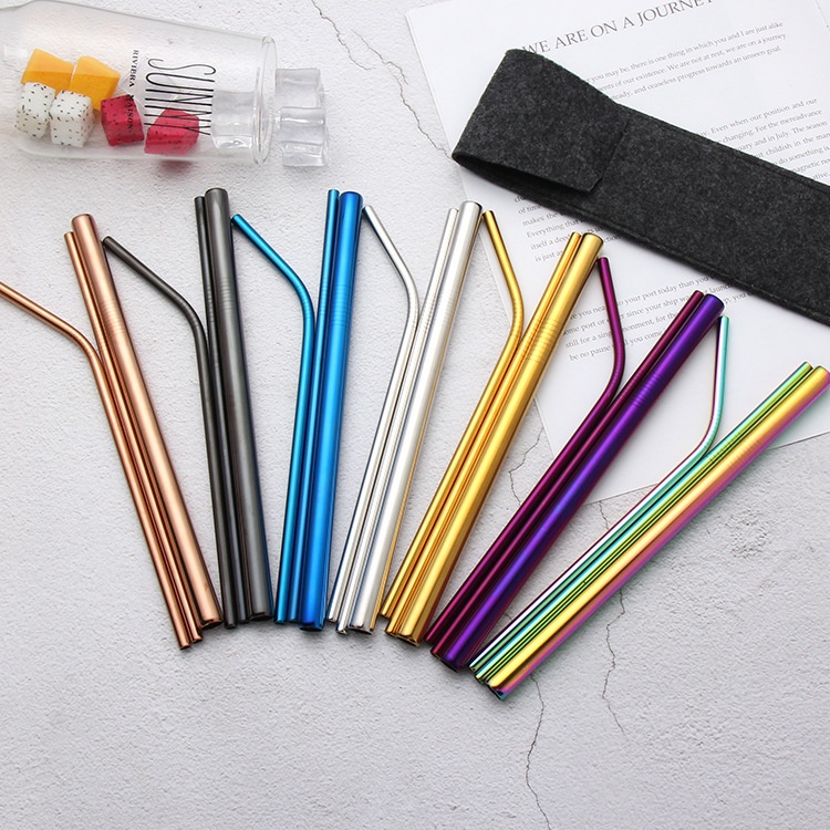 Creative Stainless Steel Straw Set Outdoor Portable Tableware Beverage Straw Home Gift Milk Tea Coffee Straw