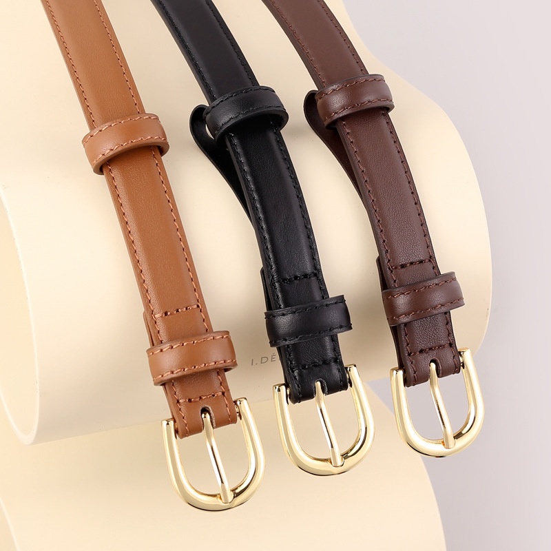 Double-sided Top Layer Cowhide Women's Belt Simple And Versatile Pin Buckle Belt Female Decoration High-end