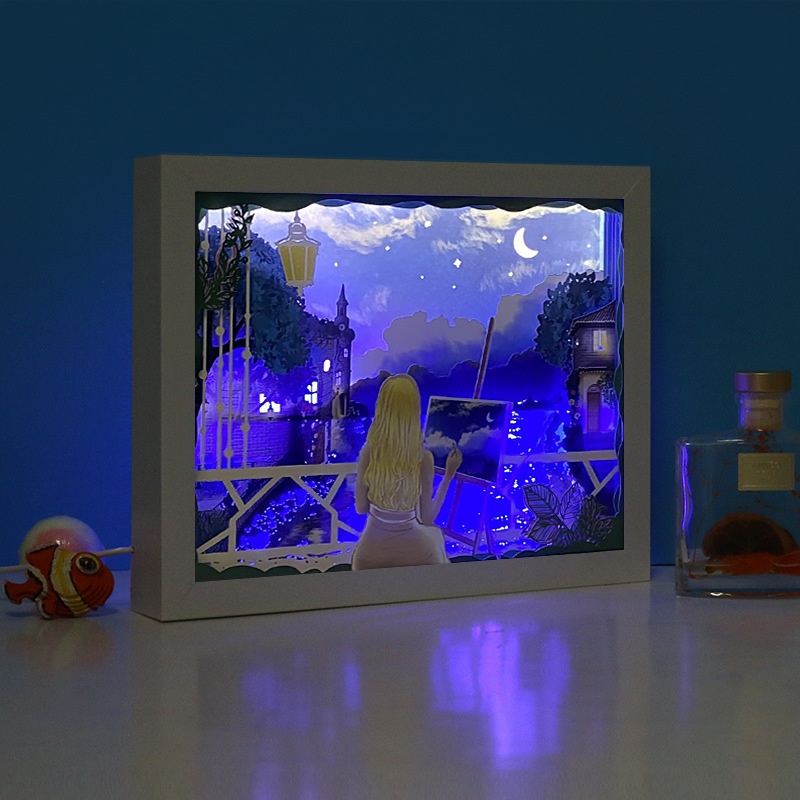 Painting Girl Bedside Ornaments3 DAtmosphere Small Table Lamp Night Light Customization