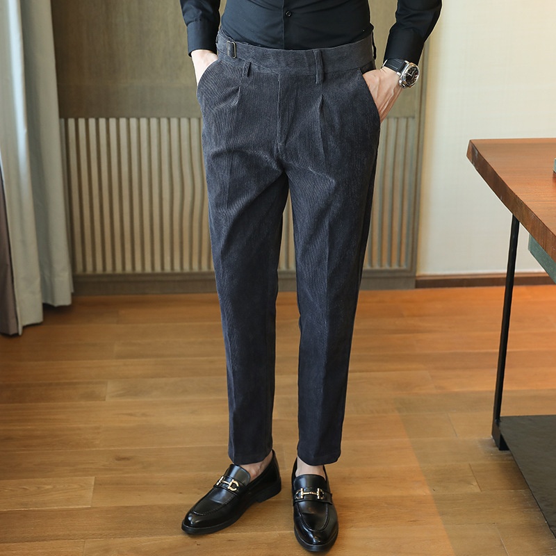 Winter Naples Men's Casual Trousers Corduroy Korean Slim Men's Trousers Light Business Fashion Youth Trousers