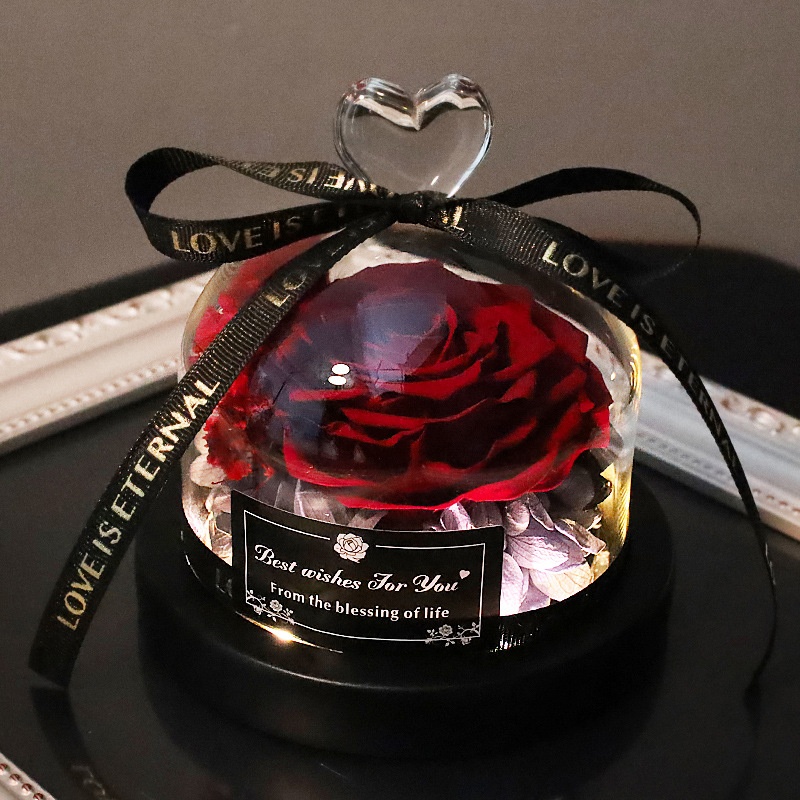 Eternal Life Flower Glass Cover Real Roses Birthday Gift Girl Premium Security Flowers Valentine's Day Mother's Day Gift