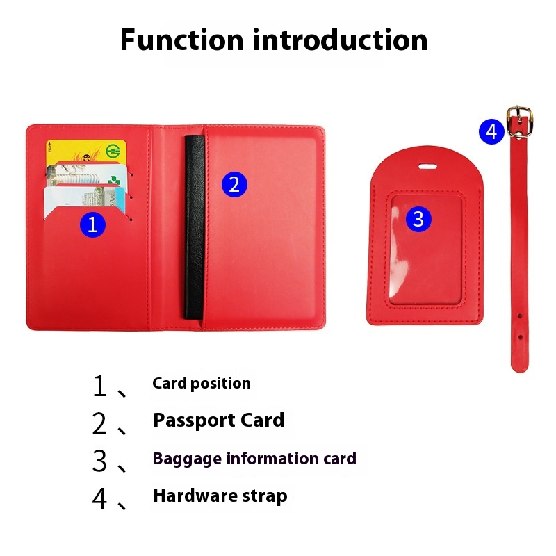Pu Leather Travel Business Gift With Passport Bag Passport Holder Protective Cover Luggage Tag Set - 3