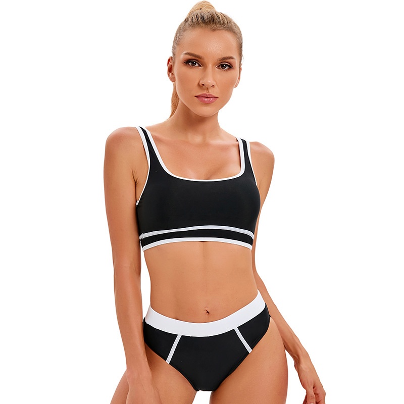 Sports Split Swimsuit Women's European And American Sexy Solid Color Bikini Swimsuit