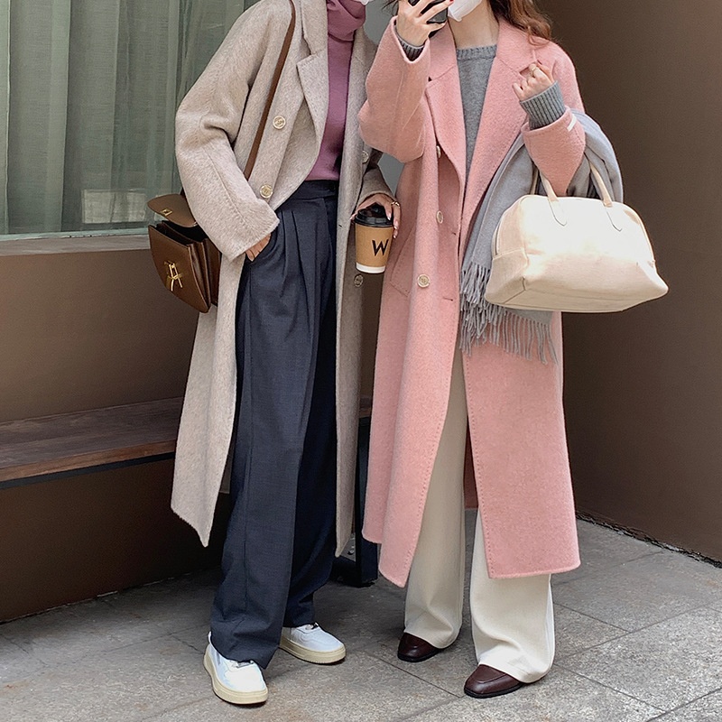 Q504 High-end Albaka Alpaca Double-sided Hand-stitched Coat For Women Brand Flat Woolen Coat - 1