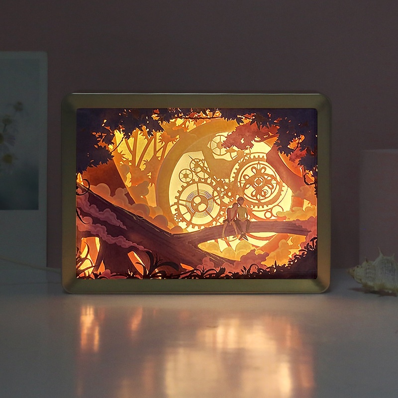 3 DPaper Sculpture Lamp For Lovers And Lovers Creative Gift Night Light Table Lamp Decoration
