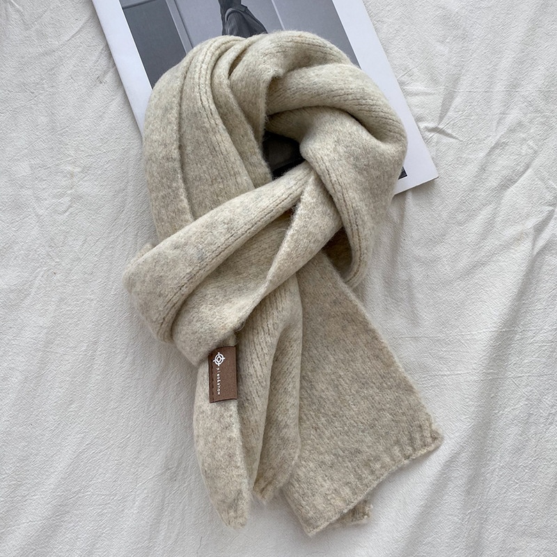 Autumn And Winter Wool Scarf Women's Soft And Waxy Korean Version Men's And Women's Warm Scarf Japanese And Korean Sweet Leather Label Scarf - 4