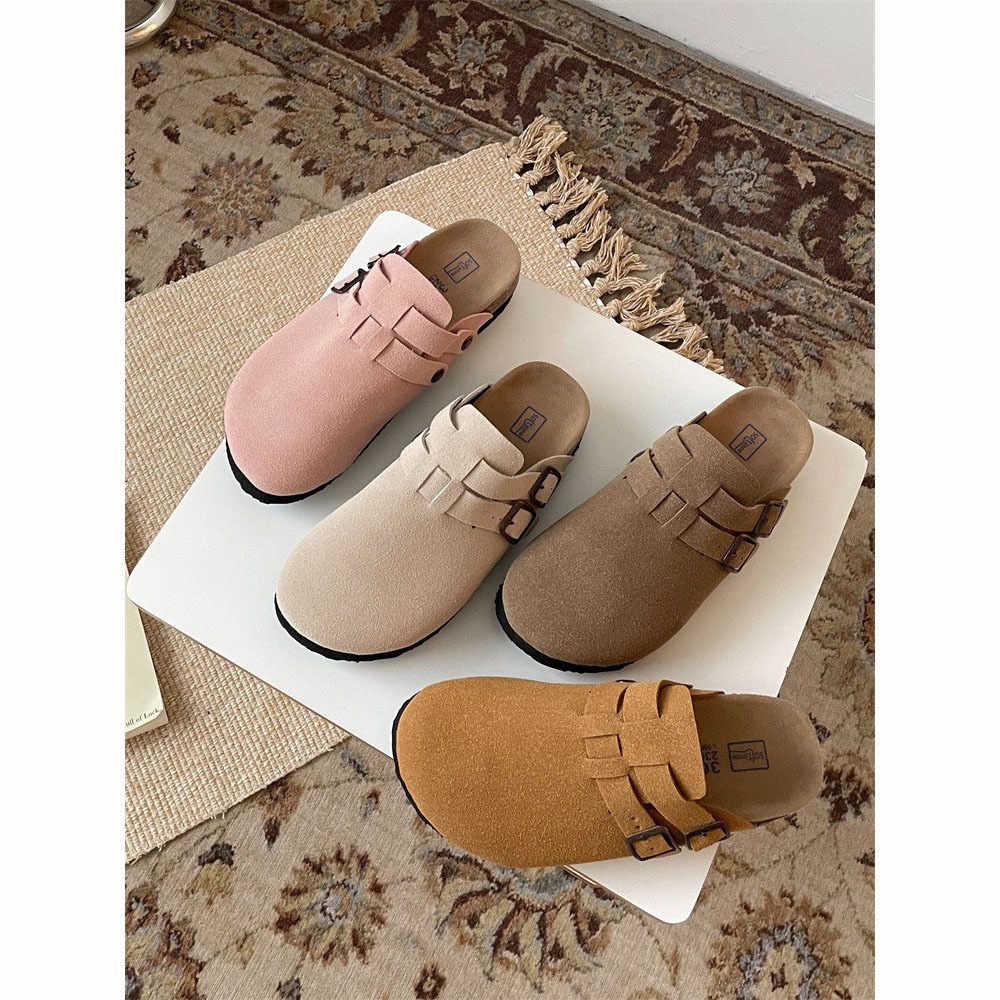 Internet Celebrity Baotou Thick-soled Birkenstock Slippers For Women To Wear As Outerwear Autumn And Winter Cartoon Non-slip Warm Cotton Slippers