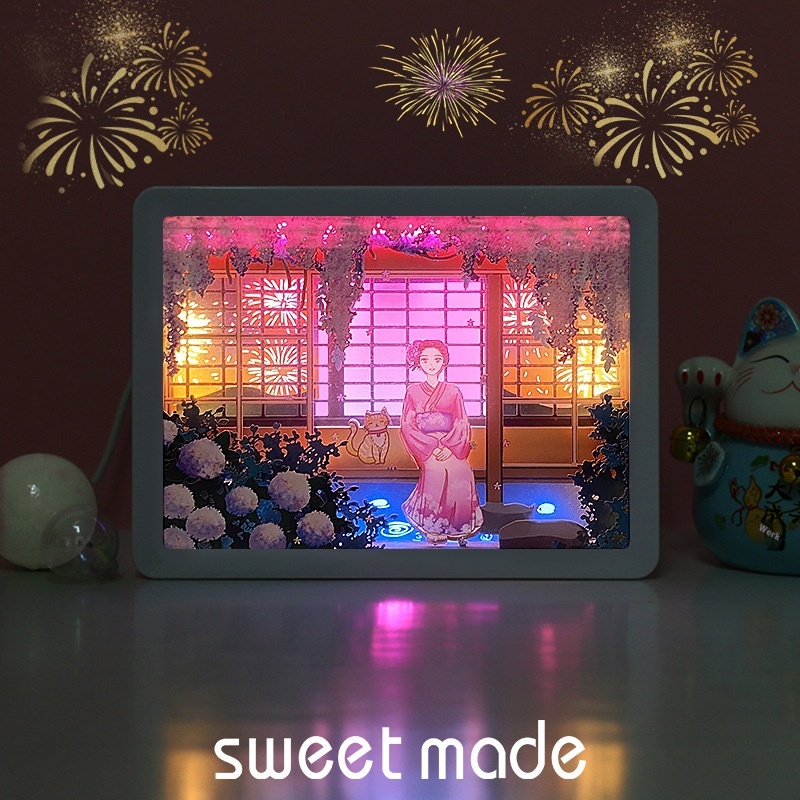 Girl Light And Shadow Paper Sculpture Lamp Stacking Shadow Lamp Home Small Table Lamp