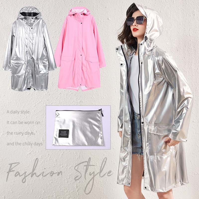 Adult Fashion Raincoat High-grade Soft Leather PULeather Anti-ratorm Raincoat