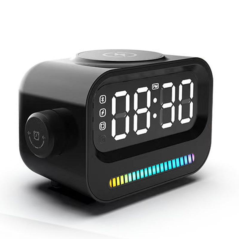 Mobile Phone Wireless Atmosphere Lamp Digital Display Clock Bluetooth Speaker Wireless Charger Three-in-one
