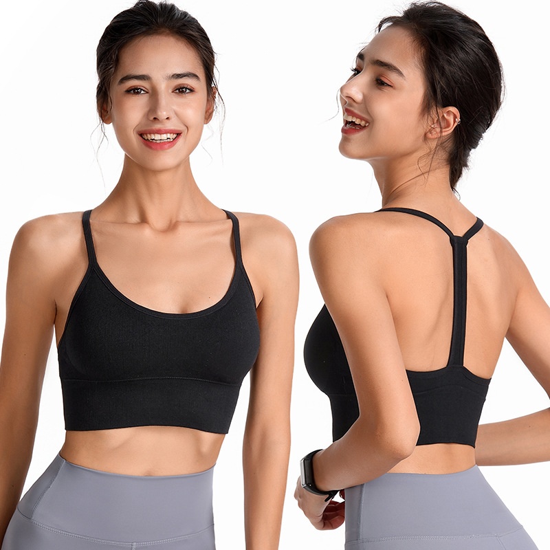 European And American Large Size Y-shaped Beautiful Back Sports Bra Shockproof Fitness Yoga No Steel Ring Underwear Sexy Bra