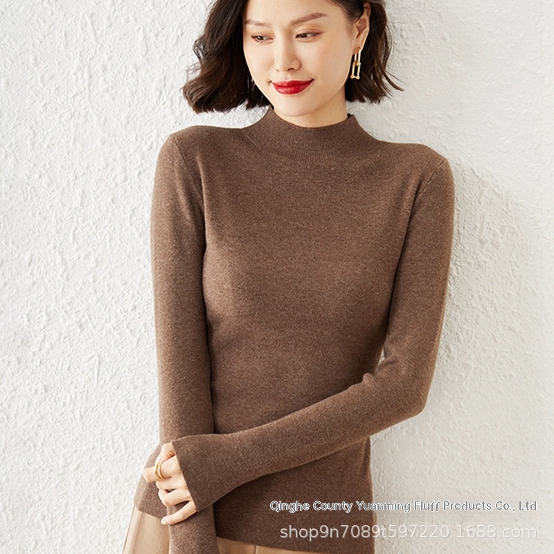 Basic Simple Style Inner Woolen Sweater Versatile Half Turtleneck Bottoming Sweater For Women 21 Spring And Autumn Knitted Sweater - 3