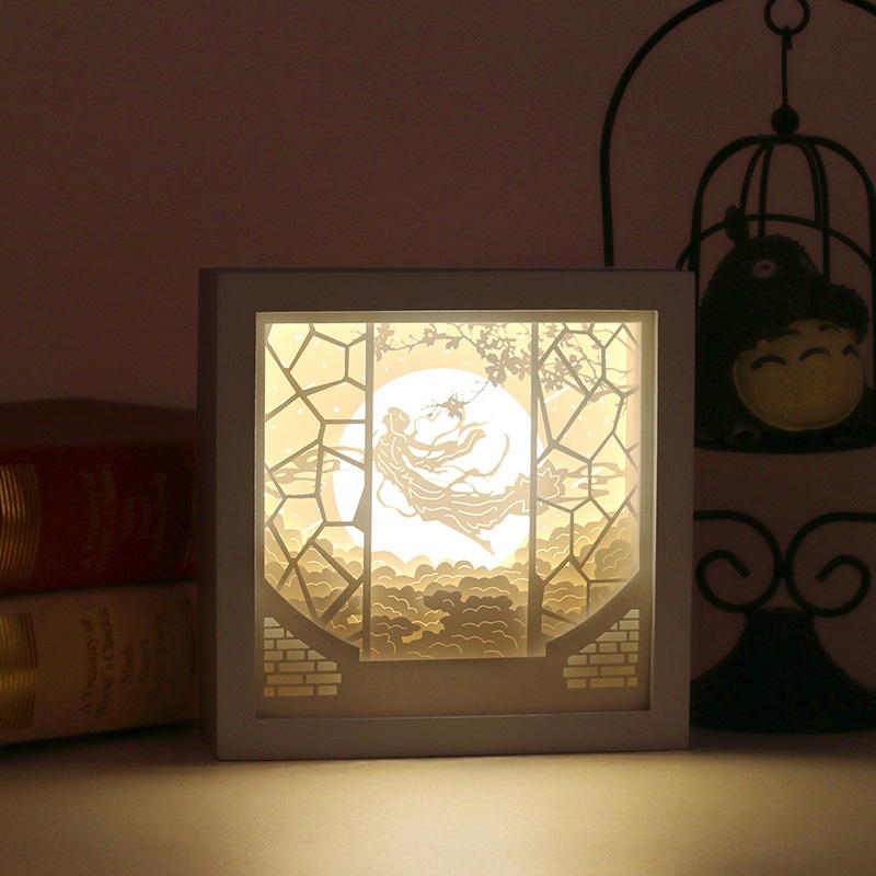 Chang'e Flying To The Moon Night Light Photo Frame Light Ornaments3 DStereo Light And Shadow Paper Sculpture Light