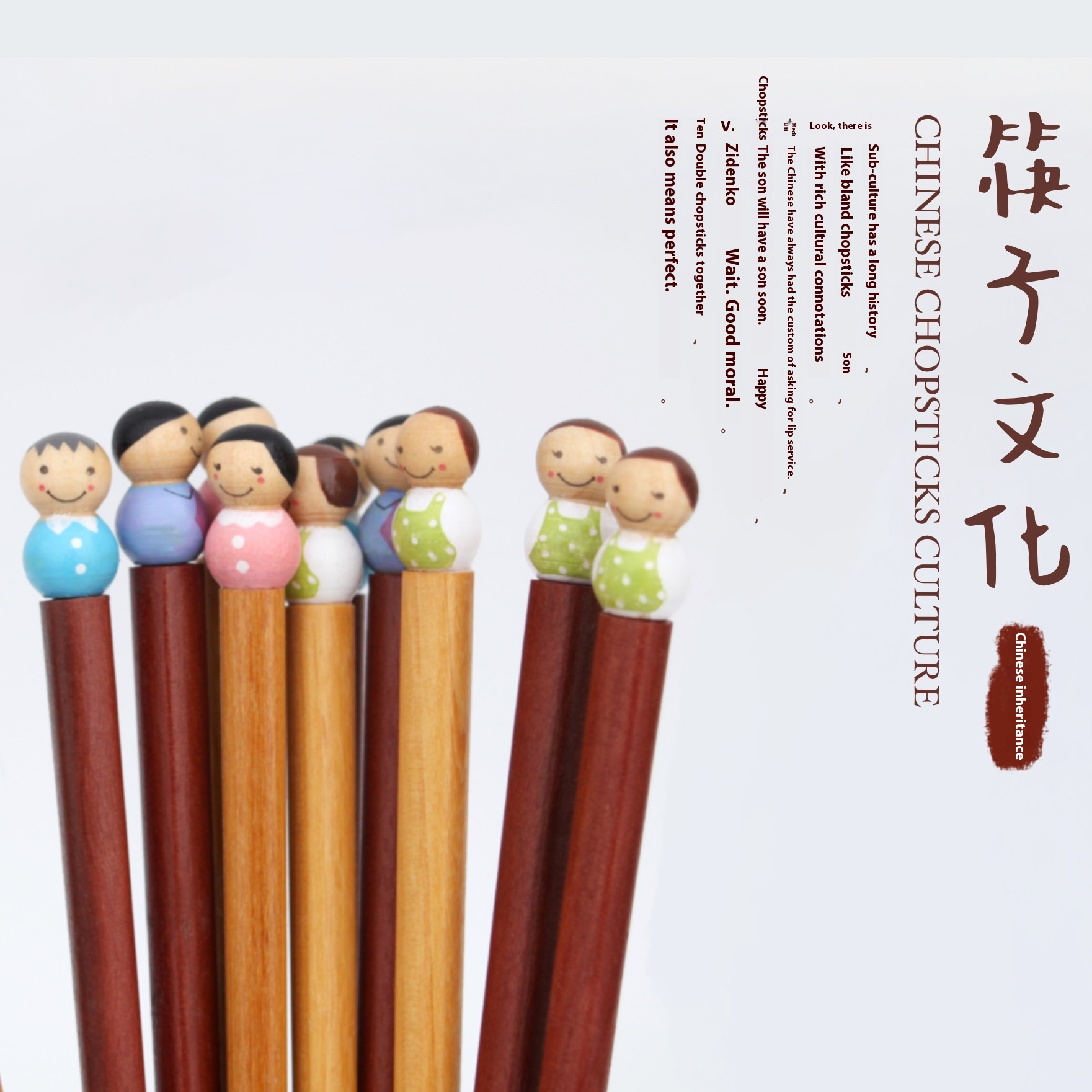 10 Yuan Store Daily Necessities Chopsticks Net Celebrity Home Cute Cartoon Creative Japanese Style Wooden Chopsticks Doll Head