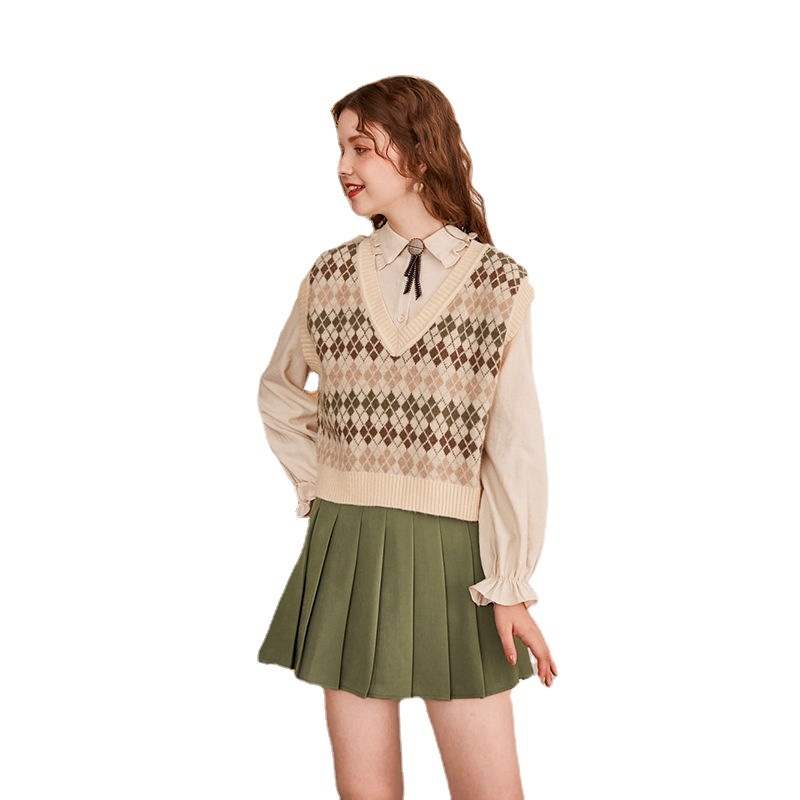 Spring And Autumn Korean Style Short Vest For Female Students To Wear Loose V-neck Knitted Bottoming Shirt Sweater Vest Sleeveless Vest - 5