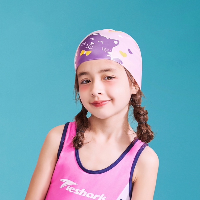 Cartoon Cute Elastic Silicone Professional Swimming Waterproof Cap Children's Swimming Cap