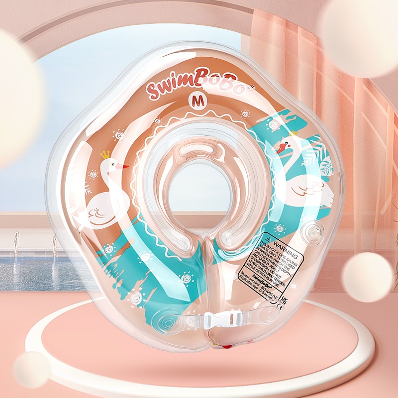 Pink Swan Cartoon Baby Double Air Bag Thickened Neck Ring Baby Swim Ring