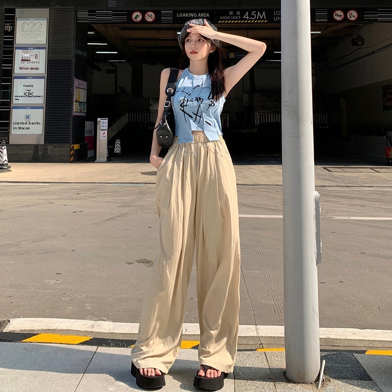 Pleated Casual Wide-leg Pants For Women Autumn Straight Loose High Waist Drape Slim Yamamoto Mopping Pants