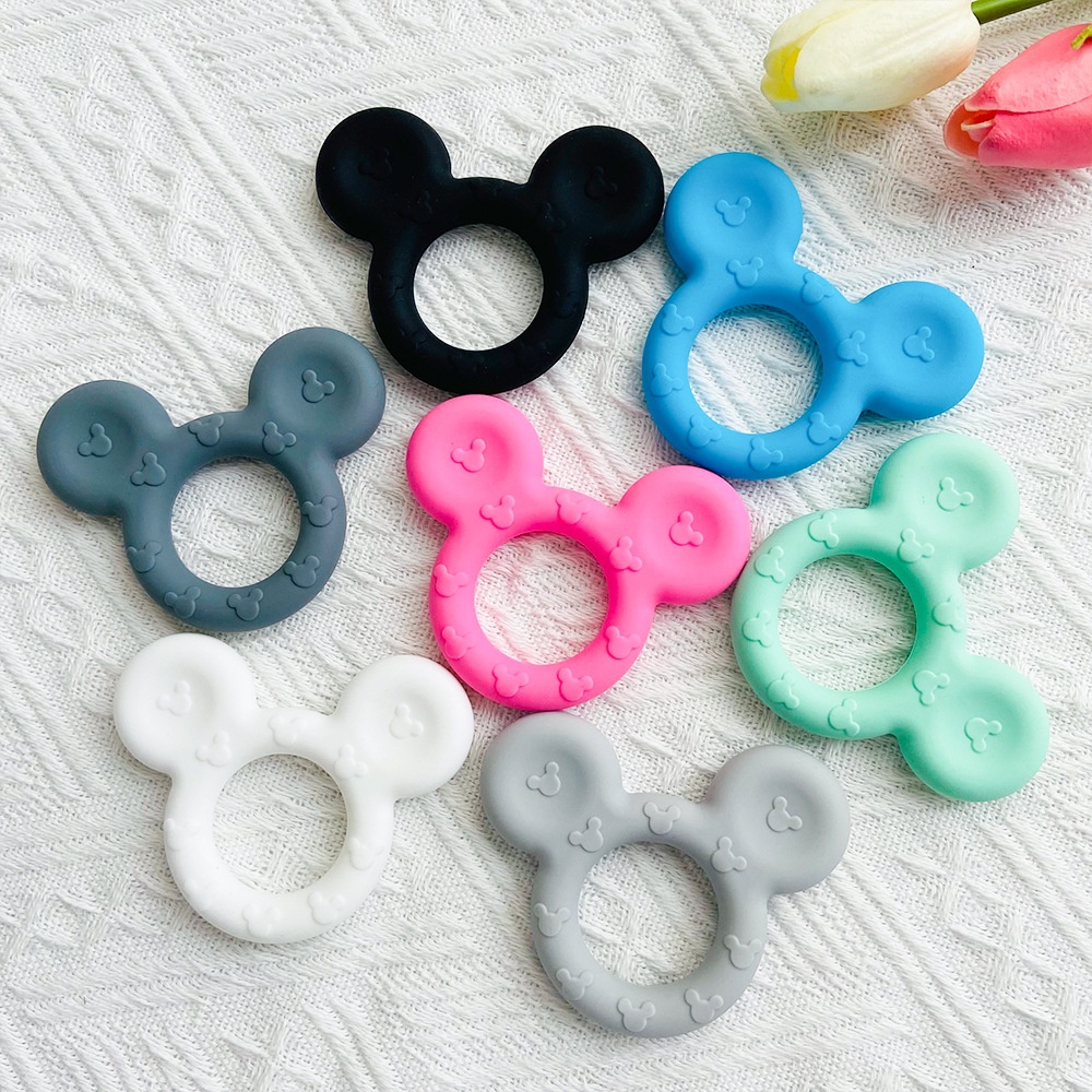 Mickey Food Grade Boilable Silicone Teether Baby Anti-eating Hand Baby Chewing Gum Molar Stick Teething Toy