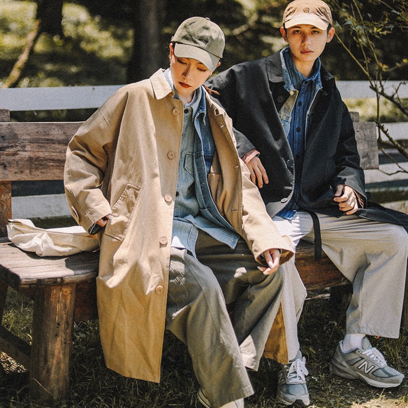 Japanese Retro Style Mid-length Workwear Windbreaker For Men And Women Bf Loose Originaly Brand Layered Couple Jacket Autumn