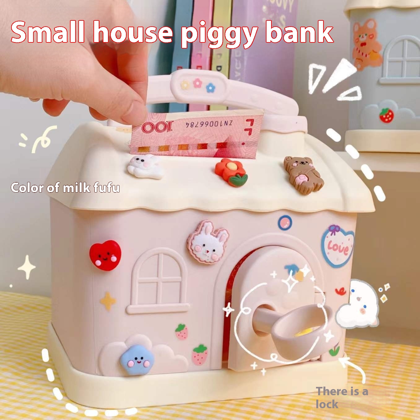 Internet Celebrity Piggy Bank Creative Cartoon Shape Cute Small House Can Be Taken Out To Store Large Capacity Plastic Piggy Bank