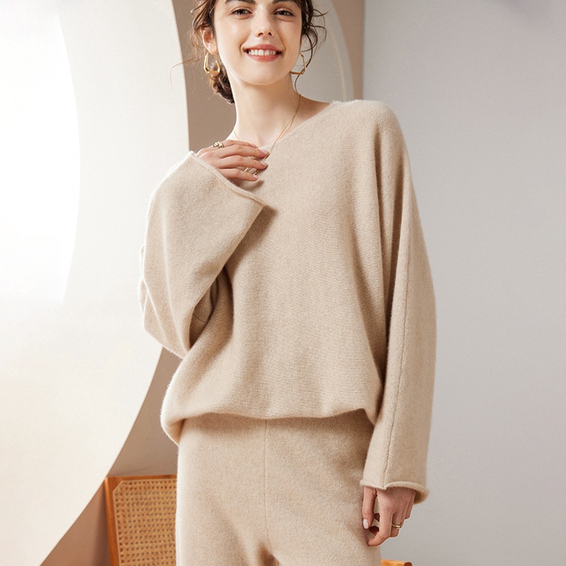 Rongnuo 100 Pure Cashmere Women's Round Neck Autumn And Winter Thickened Sweater Lazy Loose Large Size Knitted Bottoming Shirt