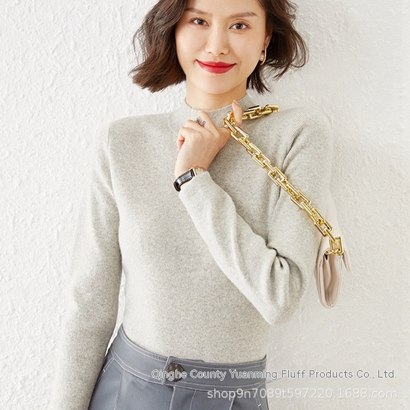 Basic Simple Style Inner Woolen Sweater Versatile Half Turtleneck Bottoming Sweater For Women 21 Spring And Autumn Knitted Sweater - 2