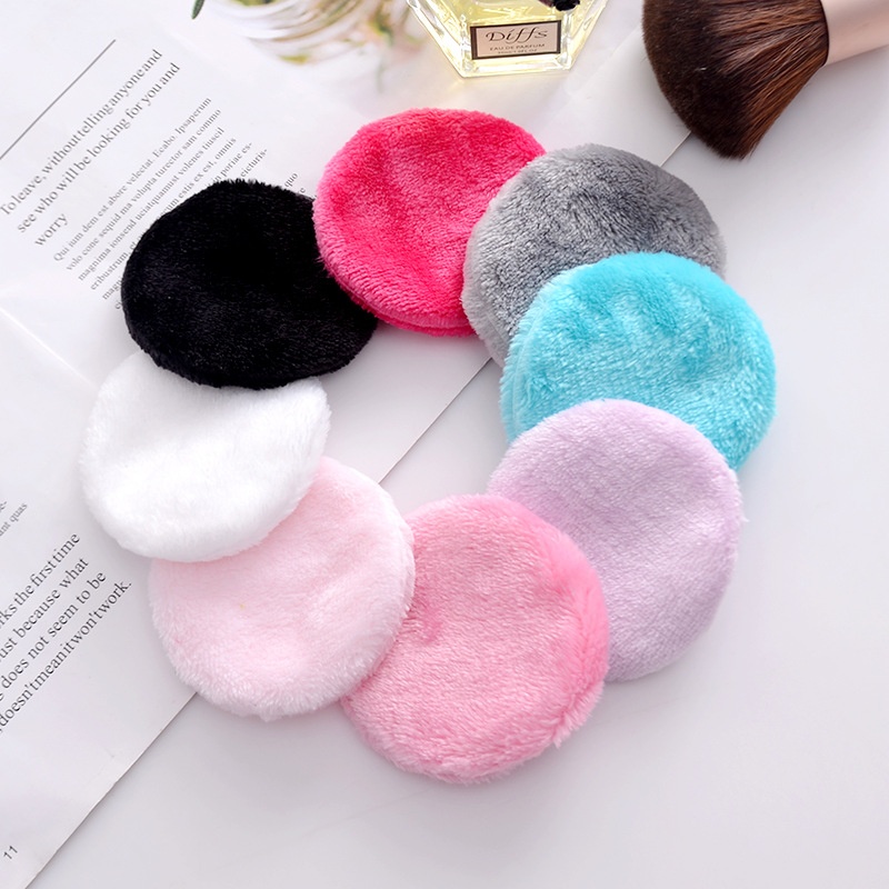 SSolid Color Makeup Removal Pad Round Powder Puff Lazy Reusable Makeup Removal Towel Dry Wet Dual Use Makeup Removal Cotton