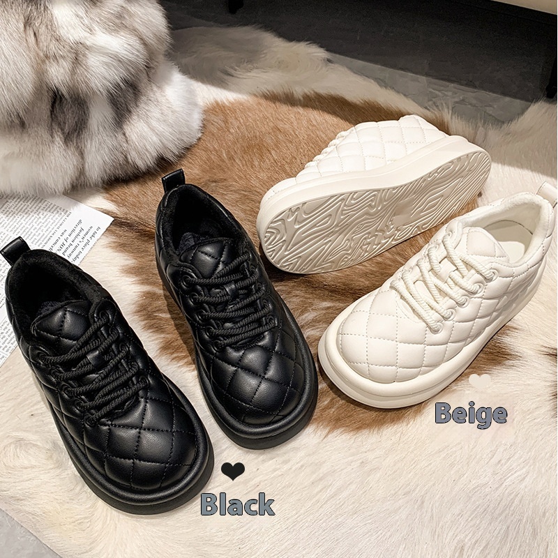 Internet Celebrity Anti-slip Height-enhancing Thick-soled Snow Boots For Women Winter Velvet And Thickened Slip-on Warm Cotton Shoes