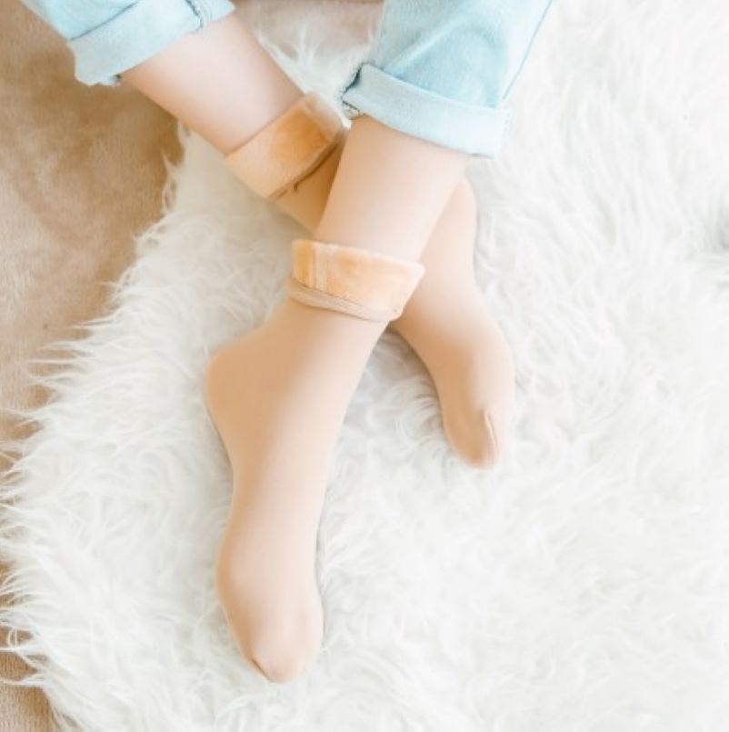 Autumn And Winter Plus Velvet Thickened Short Socks Home Warm Floor Socks No Pilling Snow Sockss