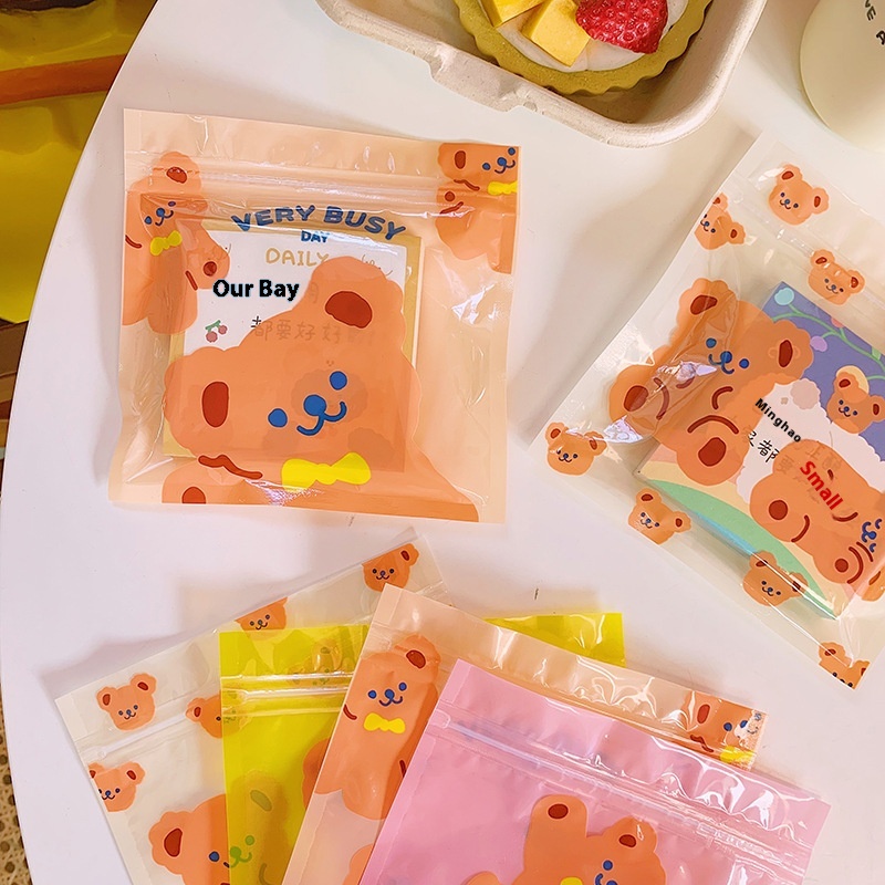 Korean Creative Cute Snack Sealed Bag Girl Heart Bear Food Biscuit Candy Small Packaging Bag Candy Bag
