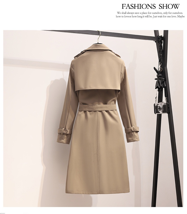 British Style Western Windbreaker Women's Korean Style Loose Suit Collar Fashion Mid- Length Double-breasted Waist Jacket
