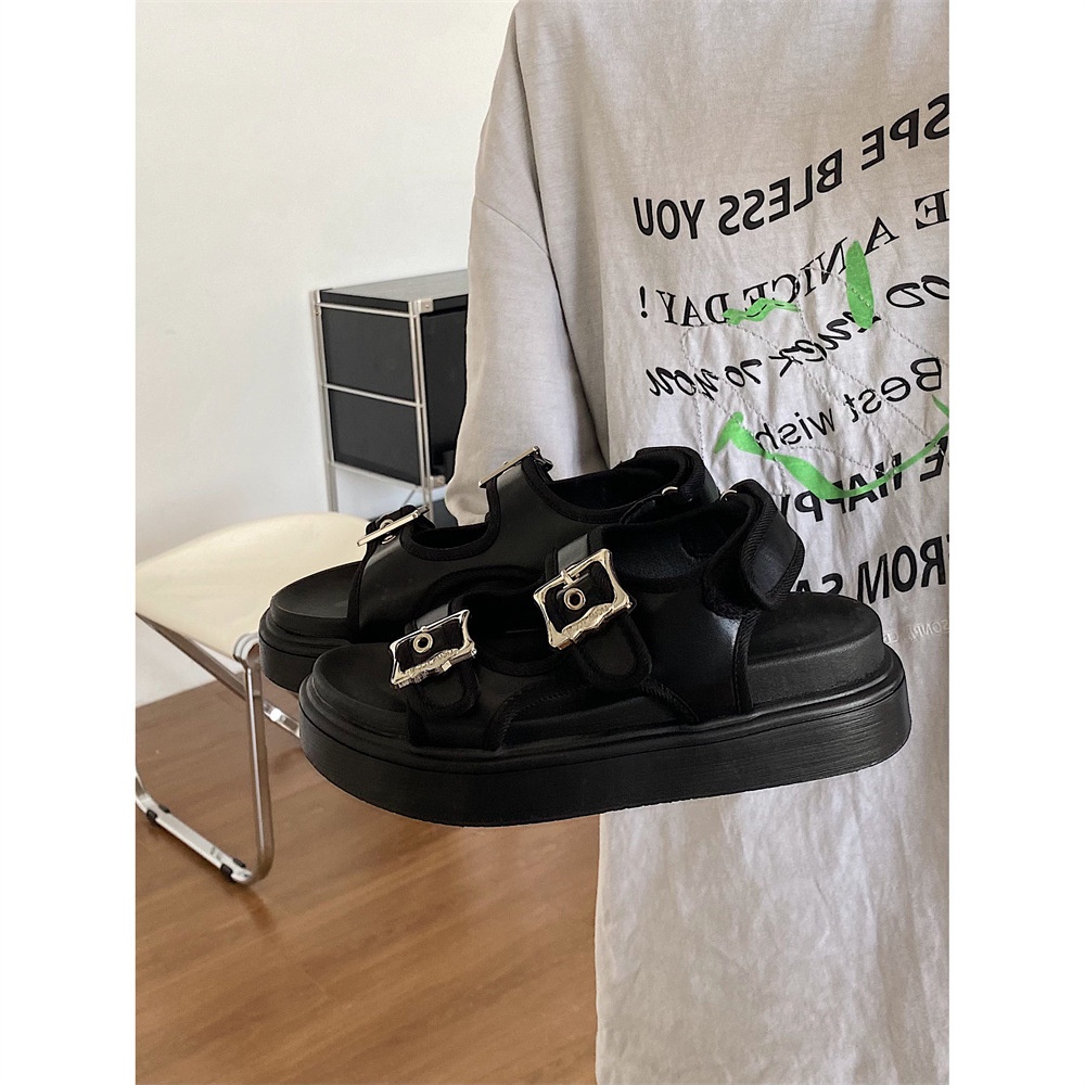 Thick-soled Popular All-match Sandals For Women In Summer Models With Skirts Retro Niche Flat Sports Sandals
