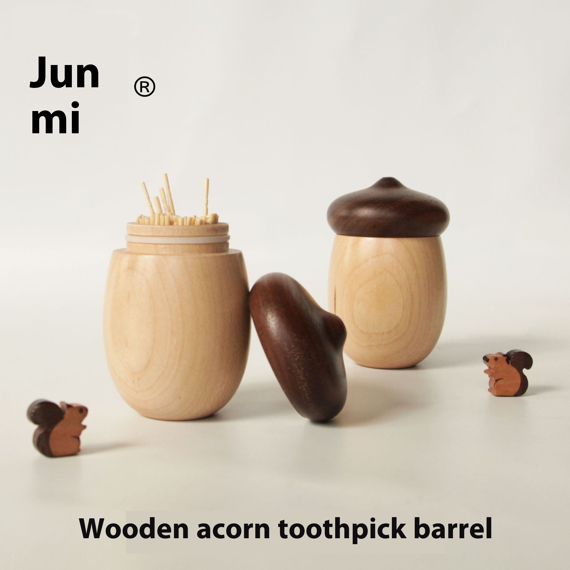 Wooden Acorn Toothpick Holder Black Walnut Nordic Cotton Swab Bucket Nut Toothpick Box Japanese Hazelnut Toothpick Holder