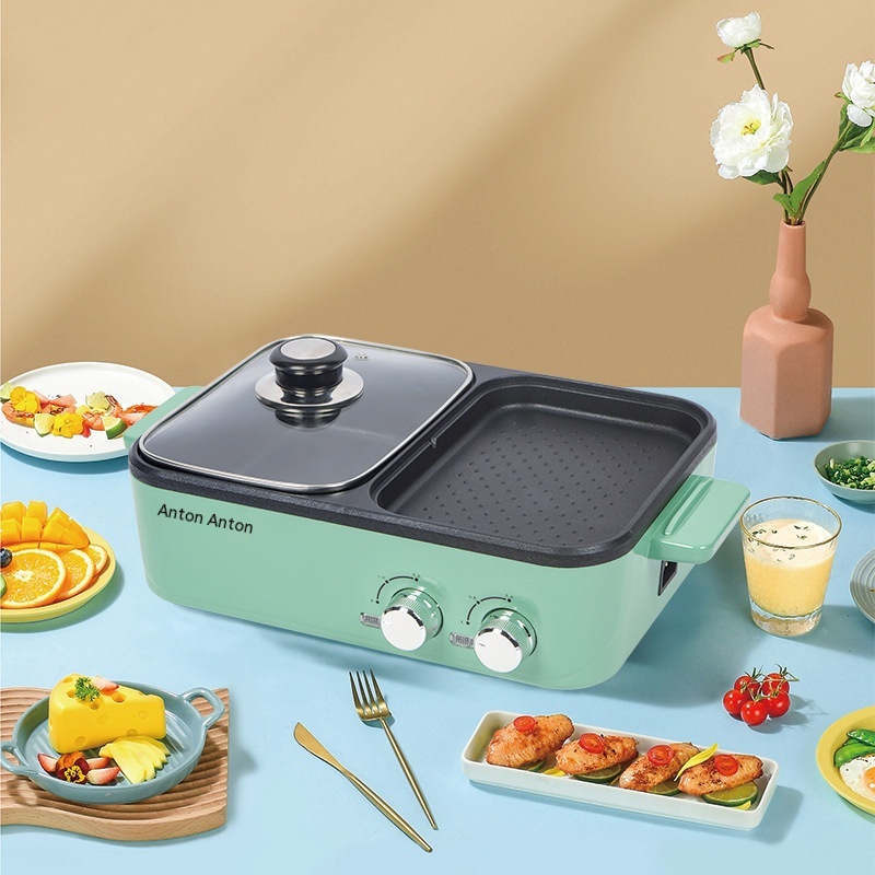 Anton Multifunctional Grilled And Shabu-shabu All-in-one Pot Household Electric Hot Pot Frying Pan Cooking Pot