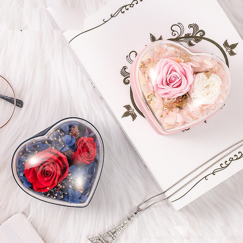 Heart Eternal Flower Jewelry Box Mother's Day Gift Box Red Gift Box Love Ring Box Jewelry Box