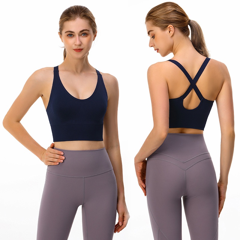 European And American Large Size No Steel Ring Sports Bra Vest Style Gathered Breathable Shockproof Fitness Yoga Outer Wear Sports Underwear