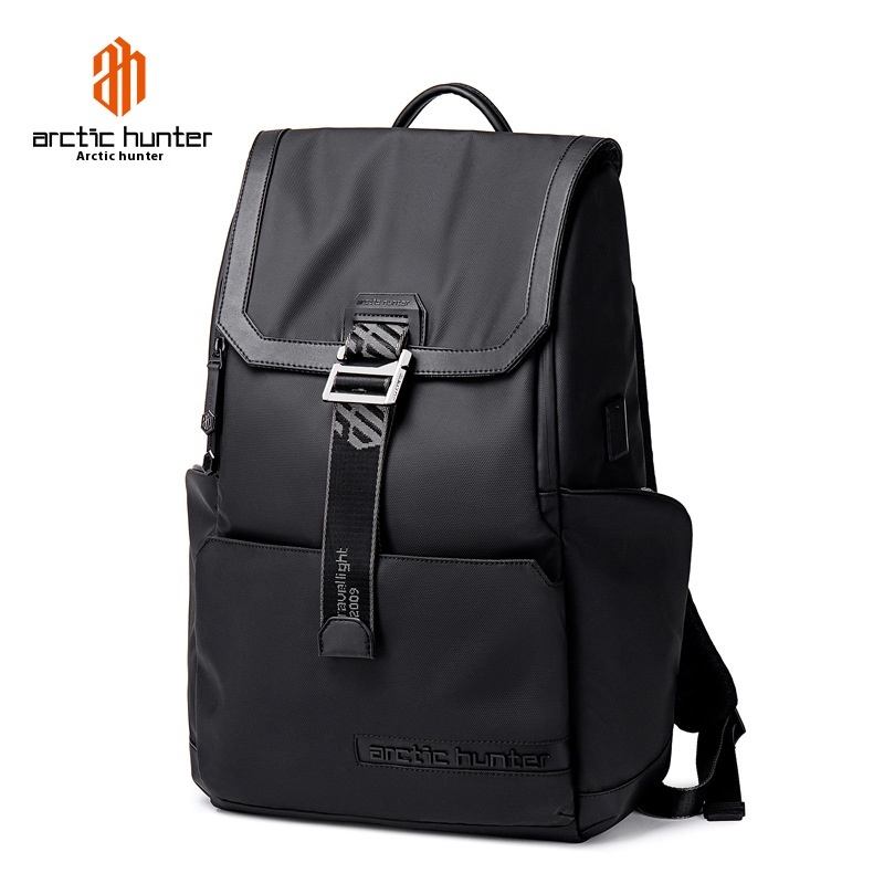 Fashion Buckle Hook Backpack Business Casual Computer Backpack College Student Schoolbag Men