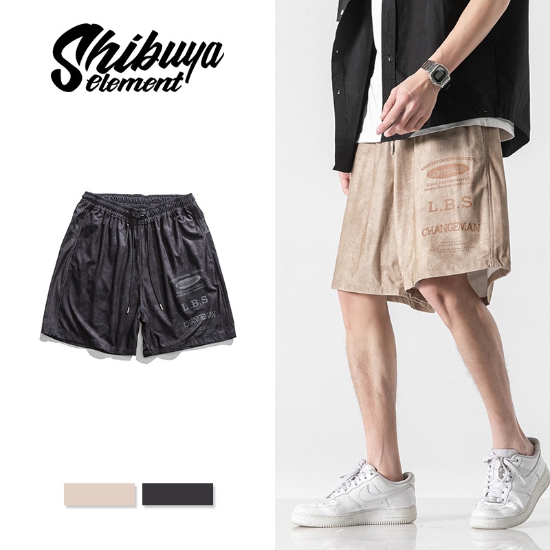 Japanesey Men's Clothing Summer Style Printed Casual Shorts Loose Straight Shorts Mid-length Pants Men