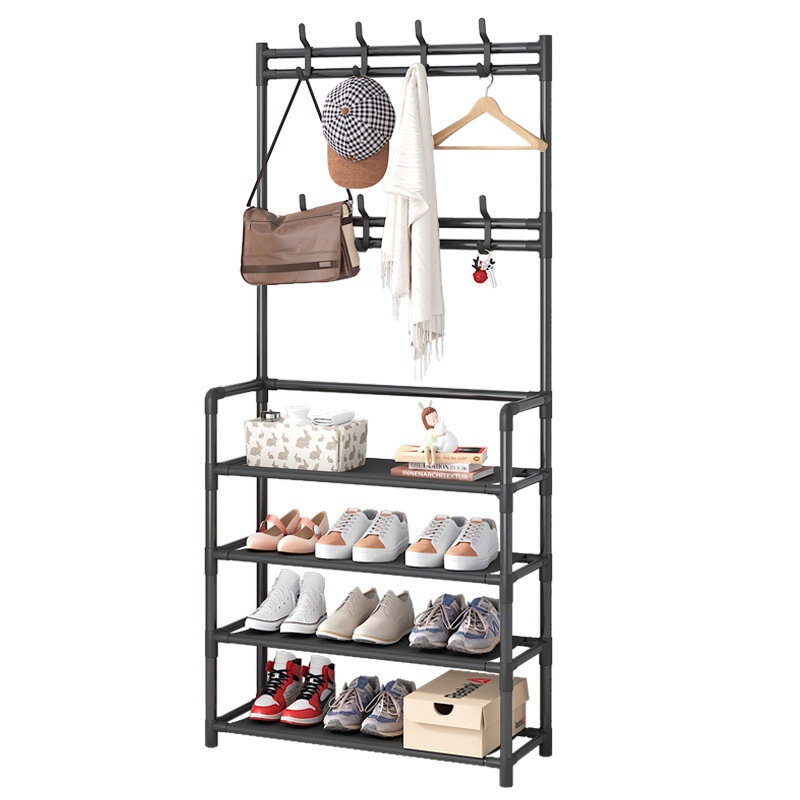 Multi-layer Household Floor Integrated Shoe And Hat Rack Hanging Bag Storage Simple Shoe Rack