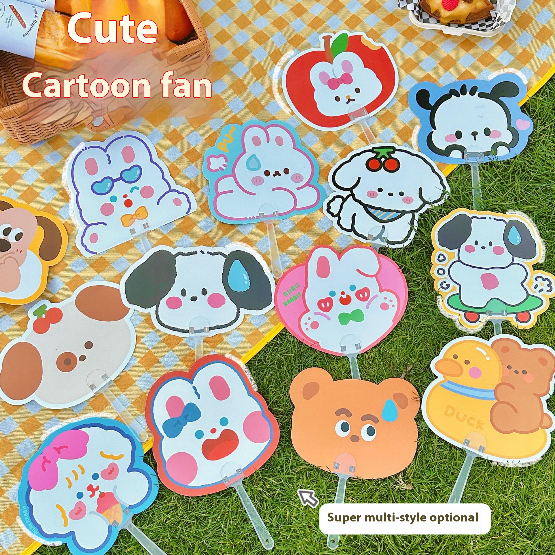 Tengyi Original Summer Cartoon Mini Hand-cranked Fan Cute Handheld Advertising Portable Portable Small Fan
