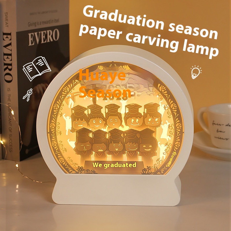 Student Graduation Season Gift3 DStereo Light And Shadow Paper Sculpture Lamp School Creative Gift Custom Night Light Table Lamp Ornaments