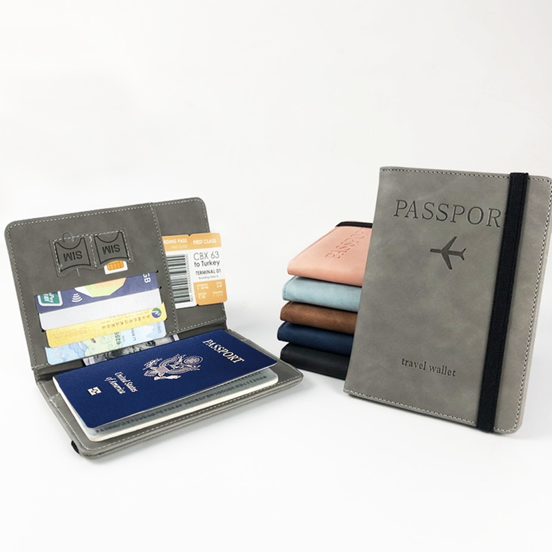 Passport Bag Pu Leather Multi-function SIMCard IDBag Leather Case Passport Holder