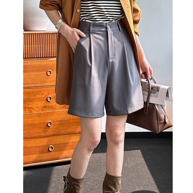 Juzhi Spring Suit Shorts Women's Temperament Commuting Loose Casual High Waist Slim Straight Pants98025