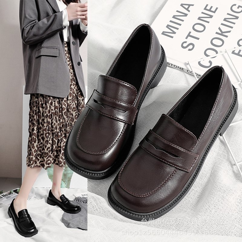 Single Shoes For Women Spring And Summer Korean Lazy Shoes Casual Slip-on Thick Heels Student Fashion Single Shoes For Women