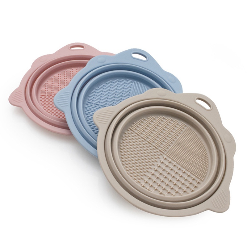 Leton Silicone Makeup Brush Cleaning Bowl Powder Puff Beauty Egg Artifact Does Not Hurt The Hair Cleaning Silicone Bowl Foldable