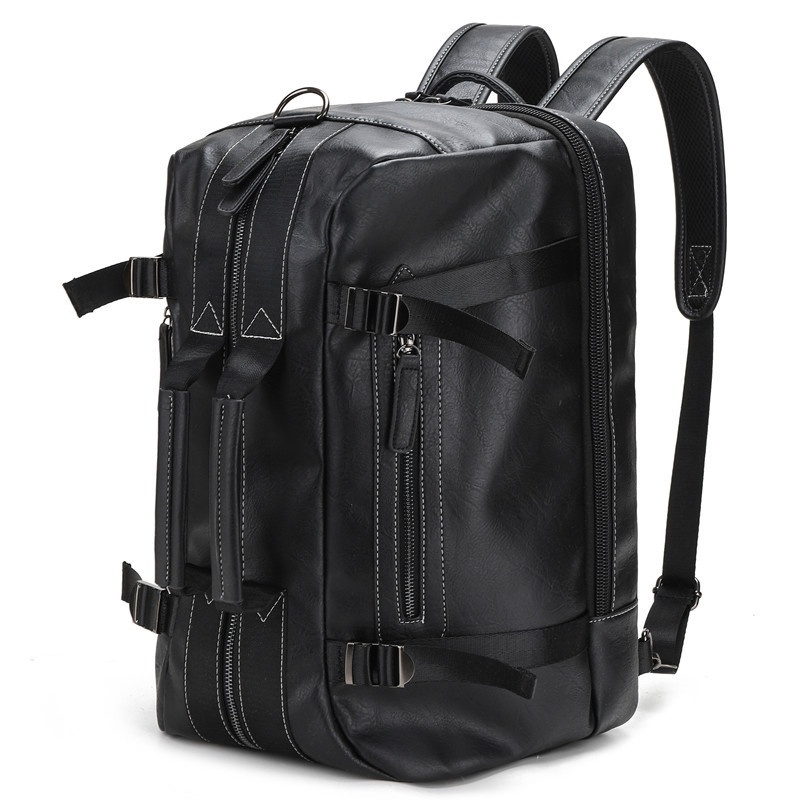 Portable Diagonal Span Large Capacity Pu Leather Men's Backpack Computer Bag Travel Backpack